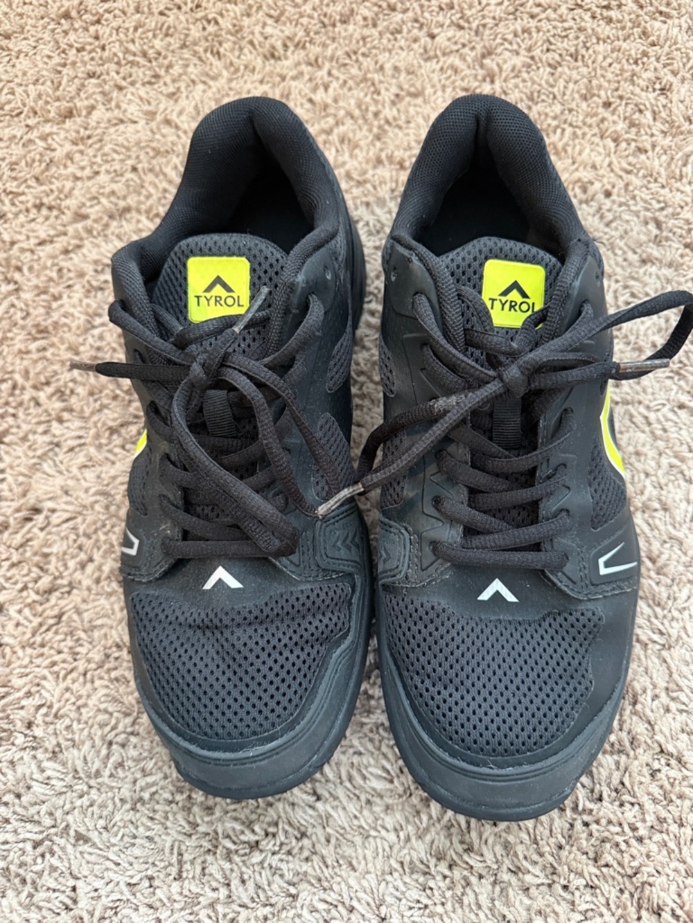 TYR Black Athletic Sneakers with Neon Yellow Details